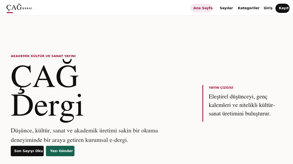 Çağ Dergi web sitesi önizlemesi